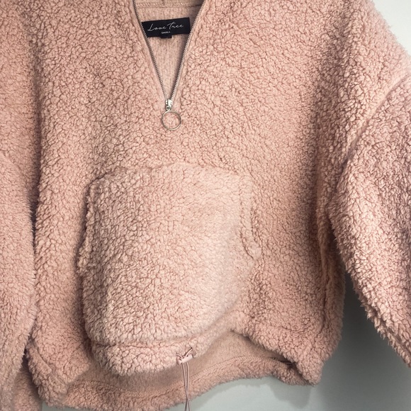 Love Tree Pink Pullover Hooded Sherpa Size Small - Picture 7 of 9
